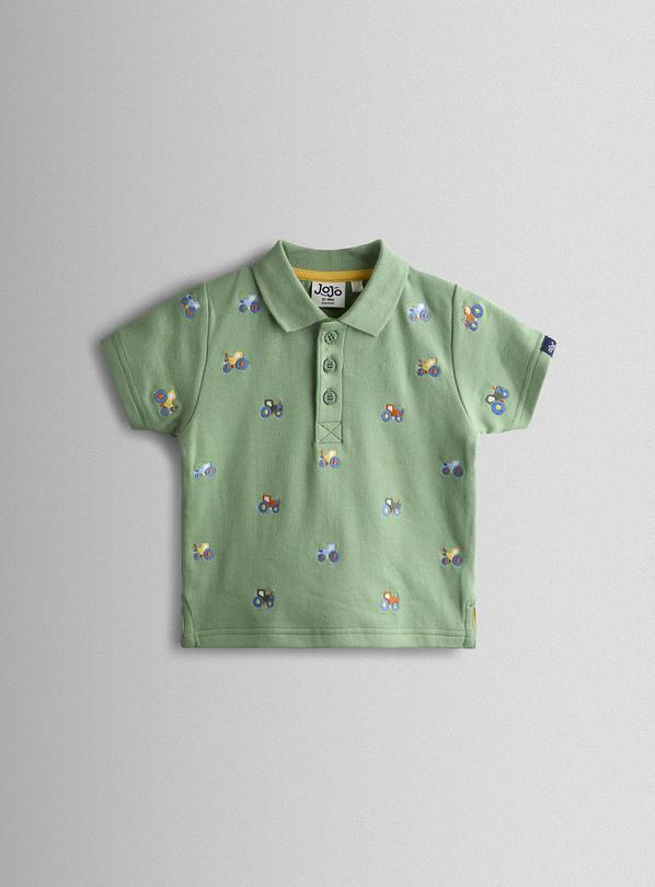 JOJO MAMAN BÉBÉ Tractor Embroidered Polo Shirt 6-12 months